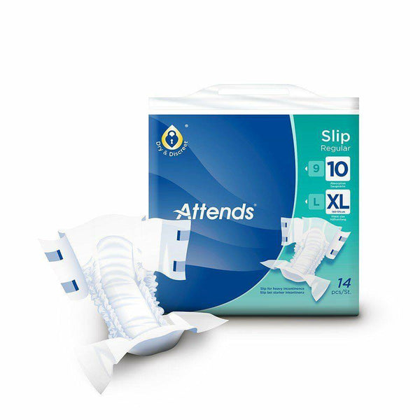 Attends Unisex Incontinence Pads Slip Regular 10 - Extra Large (1 Pack of 14) - nappyworlduk