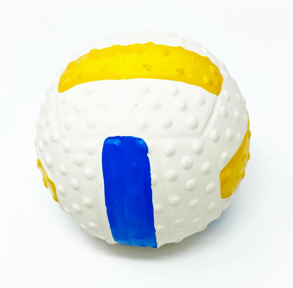 Balles pour chiens jaunes et bleues qui couinent, les chiens les adorent !