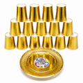 Gold Party Paper Plates and Cups – Set of 30 | Recyclable Disposable Tableware