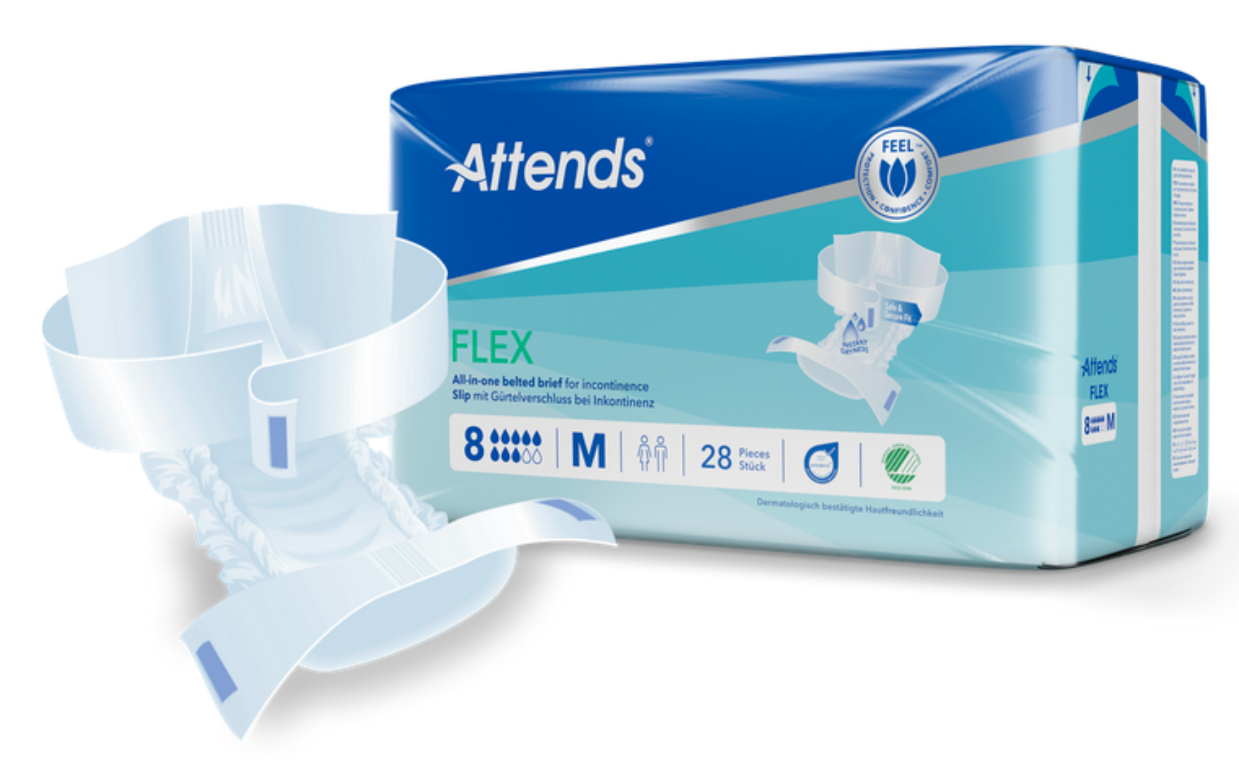 Attends Flex Size 8 | Heavy to Severe Incontinence Pads with Belt System