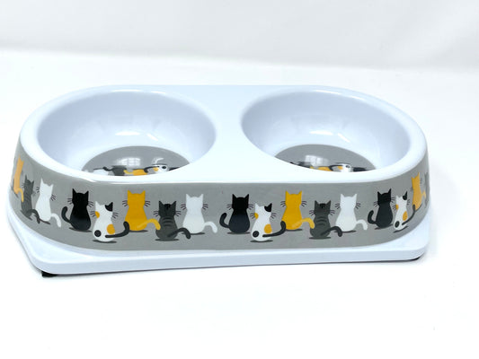 Cat Bowl Double Dinner Plastic