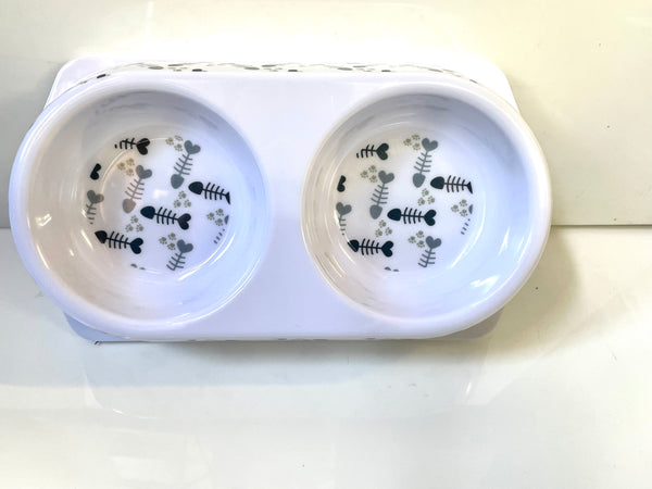 Cat Bowl Double Dinner Plastic