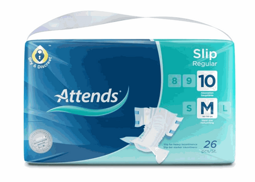 Attends Unisex Incontinence Pads Slip Regular pack of 26 for heavy incontinence with 4 fixation tapes and odor protection