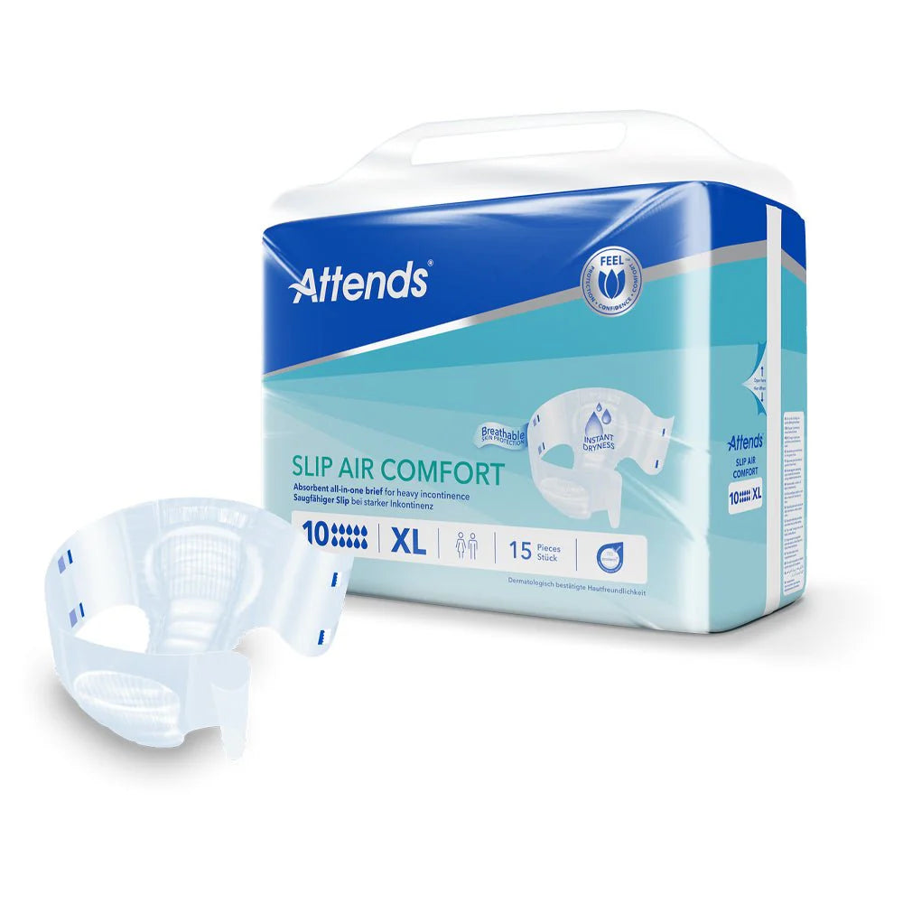 Attends Slip Air Comfort 10 XL -1 Pack of 15 Designed to Manage Heavy Urinary and/or faecal Incontinence