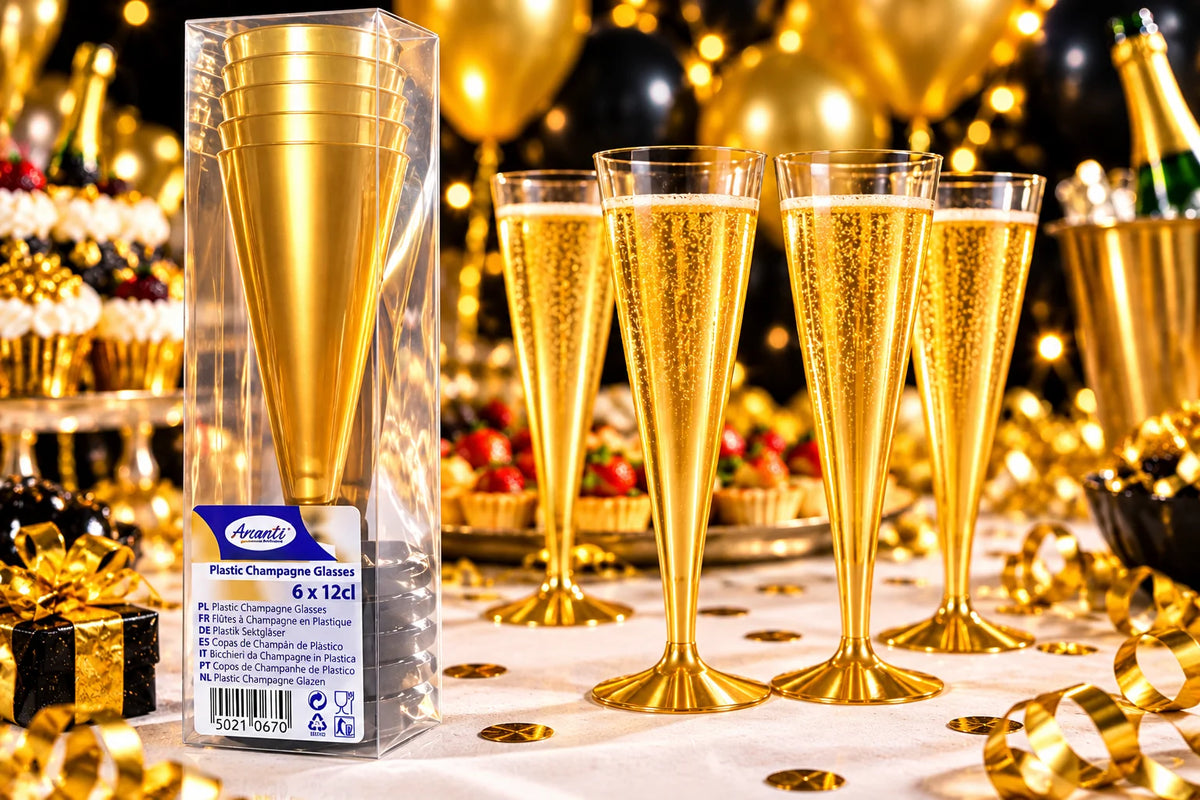 Plastic Champagne Glasses Pack of 6 | 120ml | Reusable