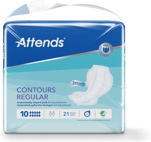 Attends Contours Regular 10 Pads Pack of 21 - nappyworlduk