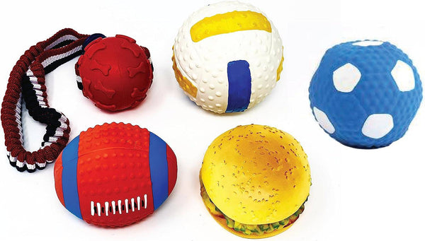 Dog Balls Set of 5 Squeaky Balls - nappyworlduk