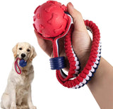 Ball on a rope Dog Balls Squeaky Balls - nappyworlduk