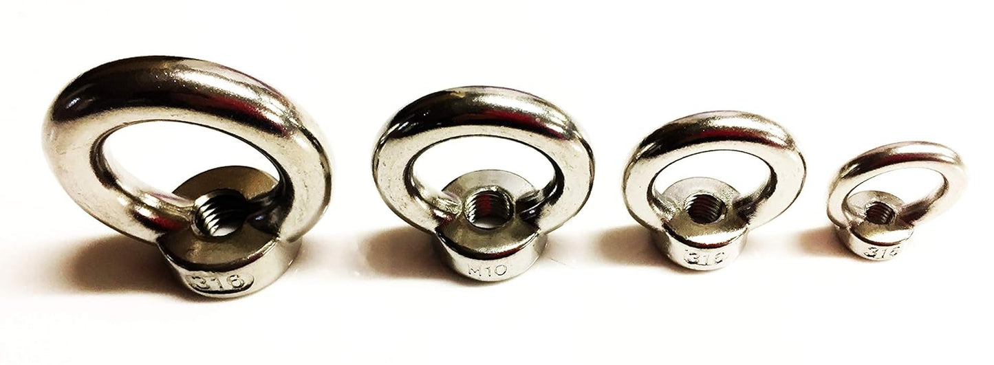 Eye Nut M12  A4 Stainless Steel Marine Grade Pack of 2 pieces