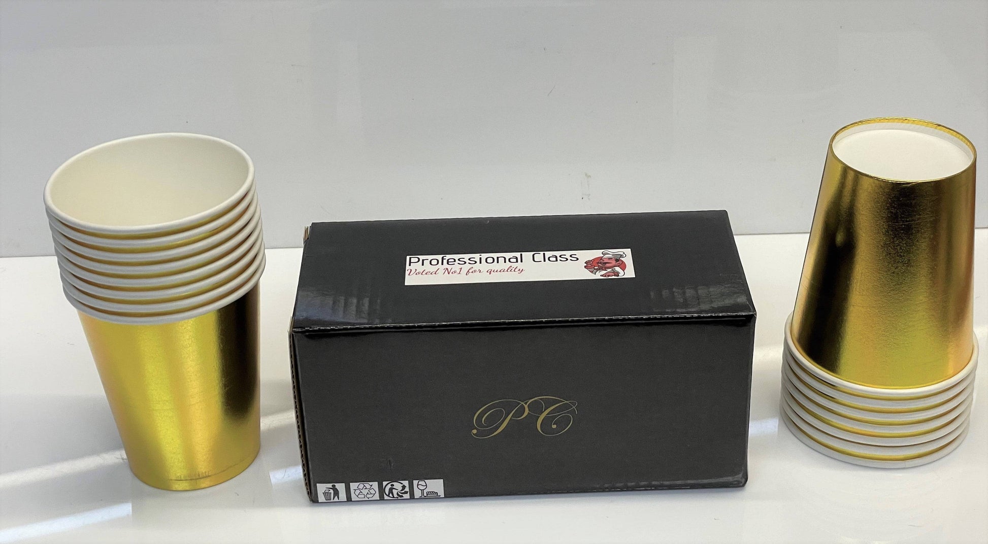 Gold Party Paper Cups pack of 15  Great for All Occasions Disposable Paper Party Cups- Ideal Birthdays ,weddings,Anniversaries Party Supplies - nappyworlduk