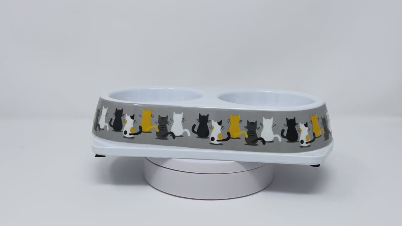 Cat Bowl Double Dinner Plastic