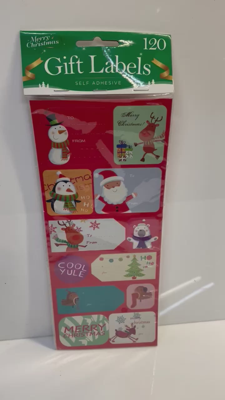 Merry Christmas Self Adhesive Label Stickers 120Pk
