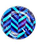 Round Disposable Paper Plates, 20cm,Blue Chevron Patern design,Pack of10 - nappyworlduk