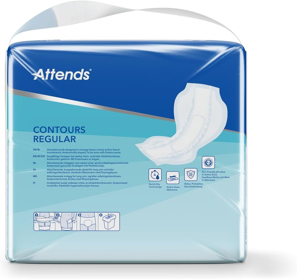 Attends Contours Regular 10 Pads Pack of 21 - nappyworlduk
