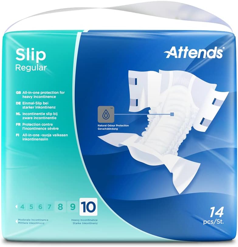 Attends Slip Regular 10 XL -1 Pack of 14 Designed to Manage Heavy Urinary and/or faecal Incontinence