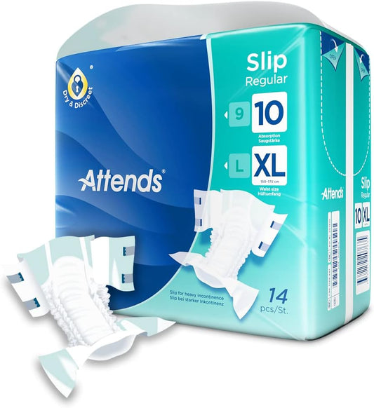 Attends Slip Regular 10 XL -1 Pack of 14 Designed to Manage Heavy Urinary and/or faecal Incontinence