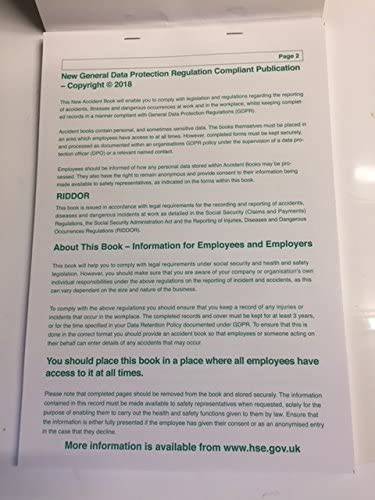 HSE Compliant Accident Record Book - nappyworlduk