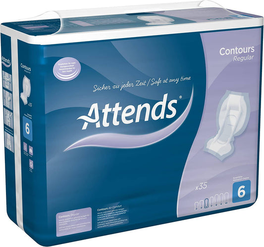 Attends Contours Regular 6 Pads Pack of 35 - nappyworlduk