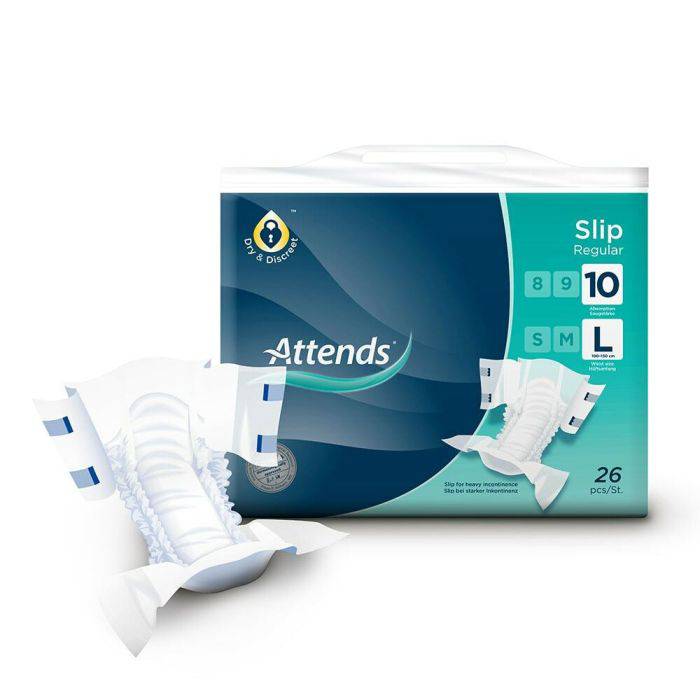 Attends Unisex Incontinence Pads Slip Regular 10 - Extra Large (1 Pack of 14) - nappyworlduk