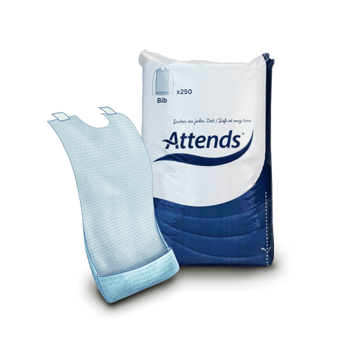 Attends Disposable Bib Pack of 250 - nappyworlduk