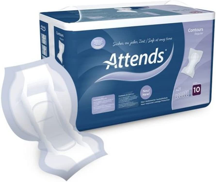Attends Contours Regular 10 Pads Pack of 21 - nappyworlduk