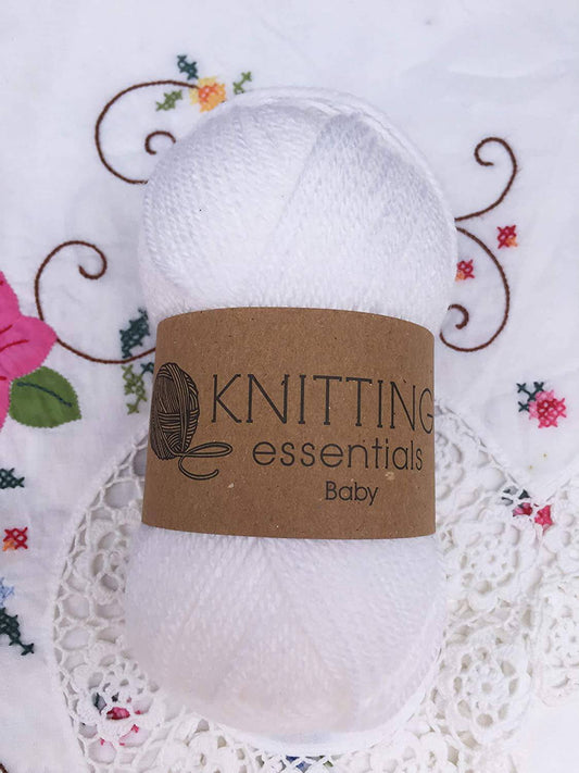 Acrylic Double Knit Yarn White 50g - nappyworlduk