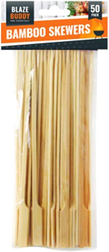 BBQ Essentials Large Bamboo Wooden Skewers 50pk-20cm (8 inches) - nappyworlduk