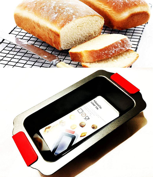 Professional Class Nonstick Coated 2lb Bread Pan inches Heat Resistant Silicone Handles Cooking Recipes Available with Every Purchase Great Baking Every Time.
