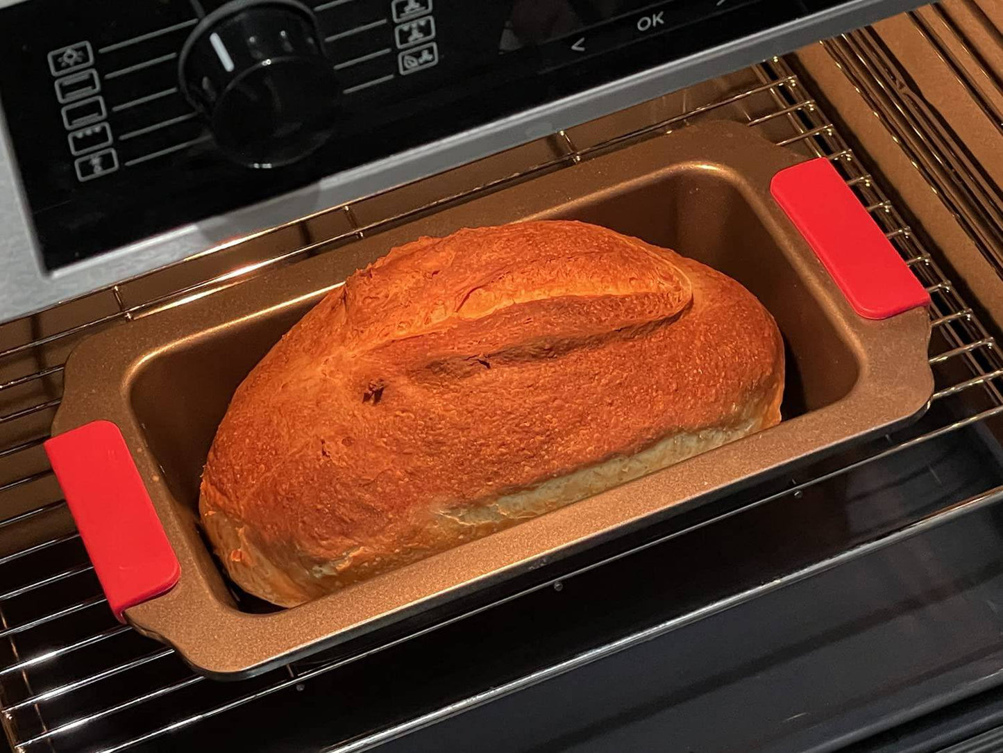 Professional Class Nonstick Coated 2lb Bread Pan inches Heat Resistant Silicone Handles Cooking Recipes Available with Every Purchase Great Baking Every Time. - nappyworlduk