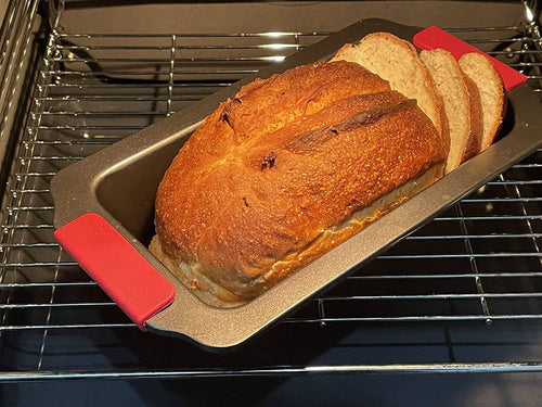Professional Class Toughened Non-Stick Coated 2lb Loaf Tin Heavy Duty Bakeware Loaf top Size 24cm x 13.0cm x 6.0cm-Silicone Heat Resistant Handle - nappyworlduk