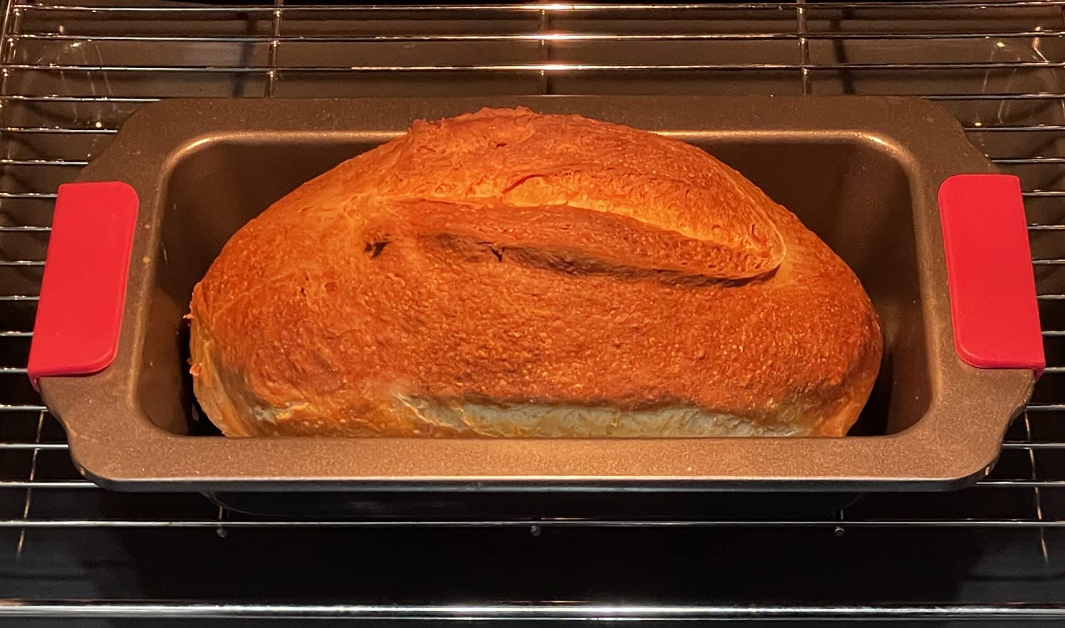 Professional Class Toughened Non-Stick Coated 2lb Loaf Tin Heavy Duty Bakeware Loaf top Size 24cm x 13.0cm x 6.0cm-Silicone Heat Resistant Handle - nappyworlduk
