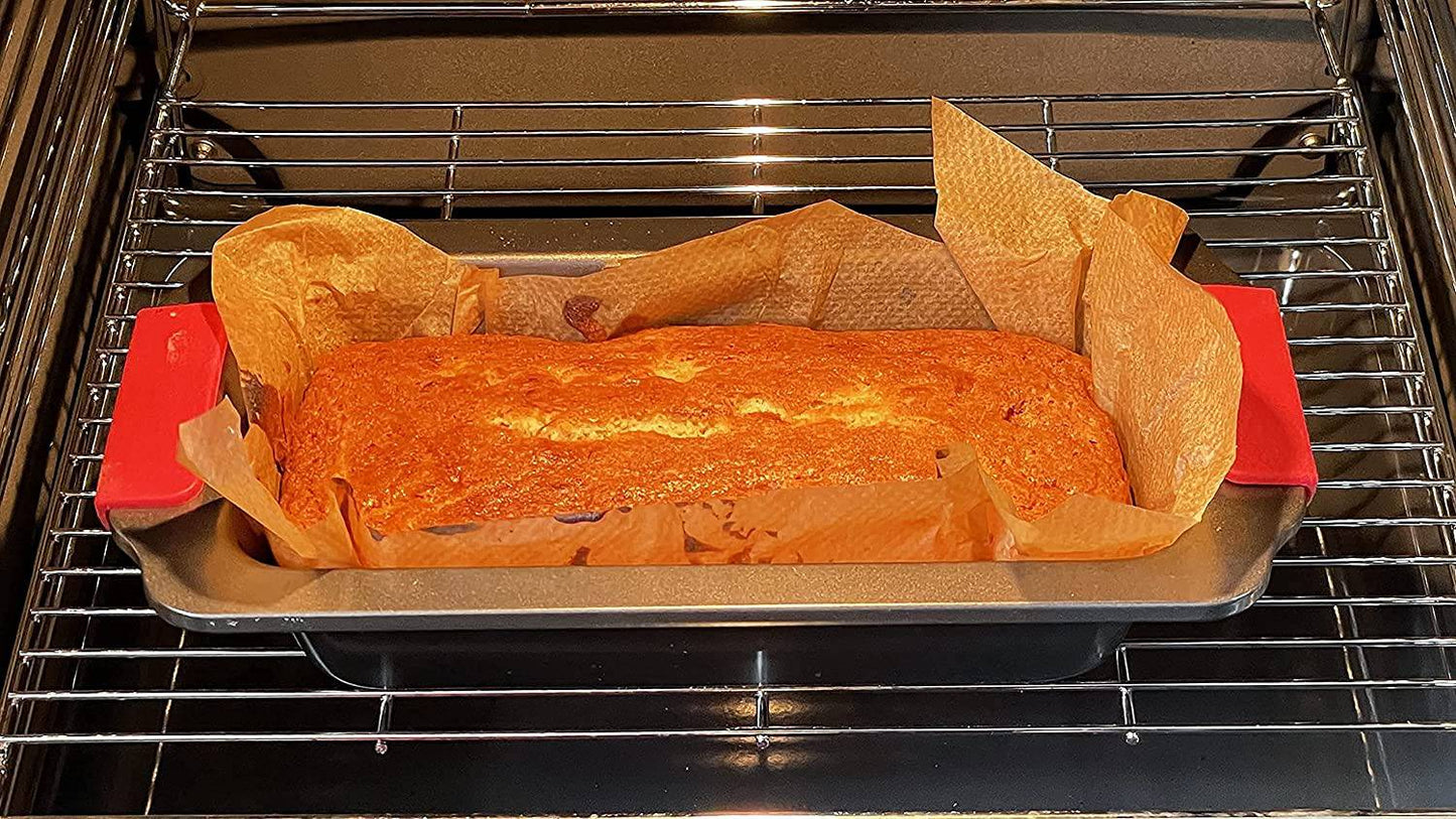 Professional Class Toughened Non-Stick Coated 2lb Loaf Tin Heavy Duty Bakeware Loaf top Size 24cm x 13.0cm x 6.0cm-Silicone Heat Resistant Handle - nappyworlduk