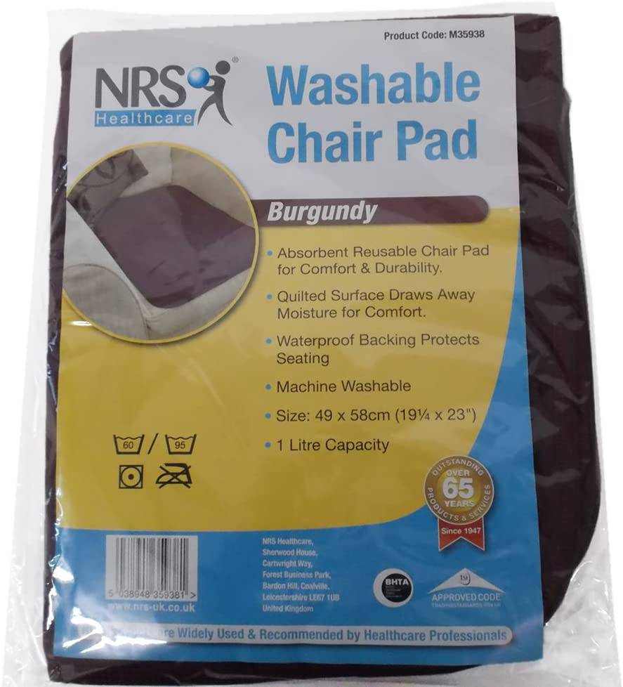 NRS Healthcare M35938 Incontinence Protection Chair Pad- Burgundy - nappyworlduk