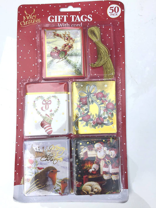 Christmas Gift Tags with Cords-Pack of 50 - nappyworlduk