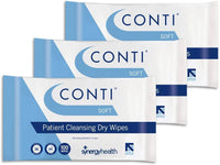 Synergy Health 3 Packs of 100 Conti Soft Large Dry Patient Cleansing Wipes