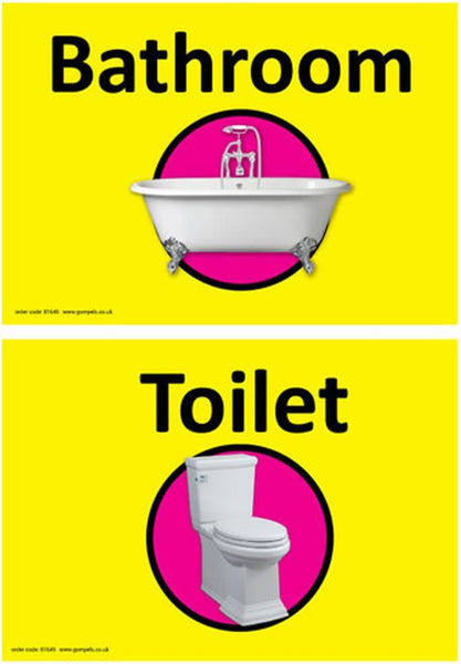 Dual double sided Bathroom and Toilet Signs - nappyworlduk