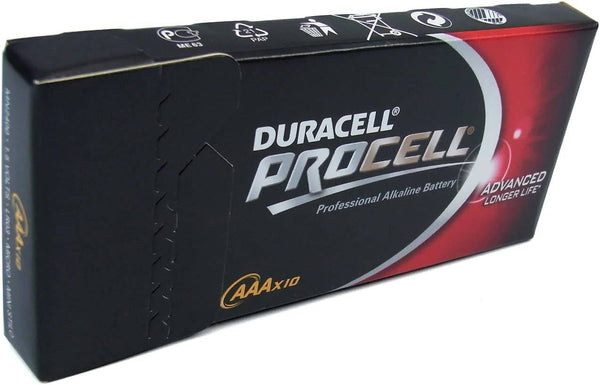 Duracell Procell Alkaline AAA/LR03/MN2400/Micro Battery (Pack of 10) - nappyworlduk