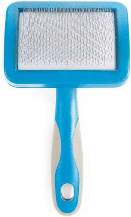 Ergo Universal Slicker pet grooming brush with ergonomic handle and stainless steel pins