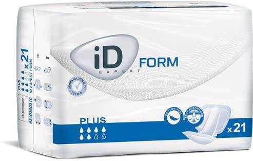 Euron ID Expert Form Plus Size 2 Shaped Incontinence Pads with anti-leak cuffs and wetness indicator pack of 21