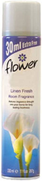 Flower Air Freshner Aerosol Spray Can Linen Fresh 330ml Pack of 12
