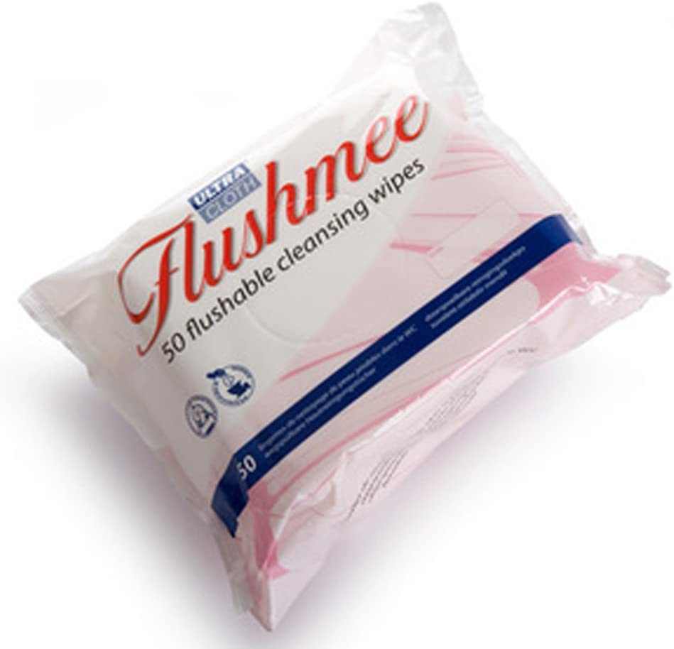 Flushmee Flushable Wipe pack of 50 large 33x29cm strong wet and dry cleansing wipes