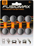 8pack 3v FUSIOMAX Lithium Cell Coin Button Battery 4 x CR2032, 2 x CR2025, 2 x CR2016