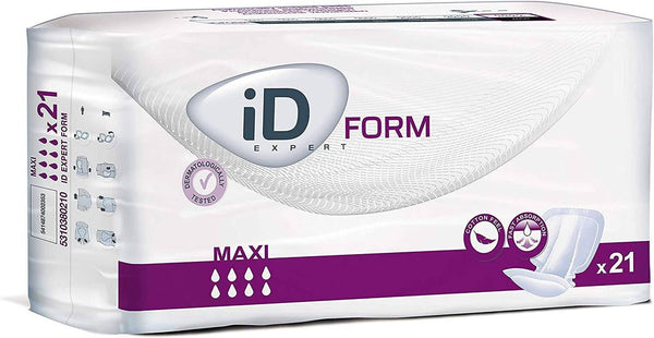 iD Expert Form Disposable Extra Plus Incontinence Pads, Men's and Women's, Disposable Briefs, Anti-Leak Protection, Wetness Indicator, Odour Control, 1030ml, 21 Pads - nappyworlduk