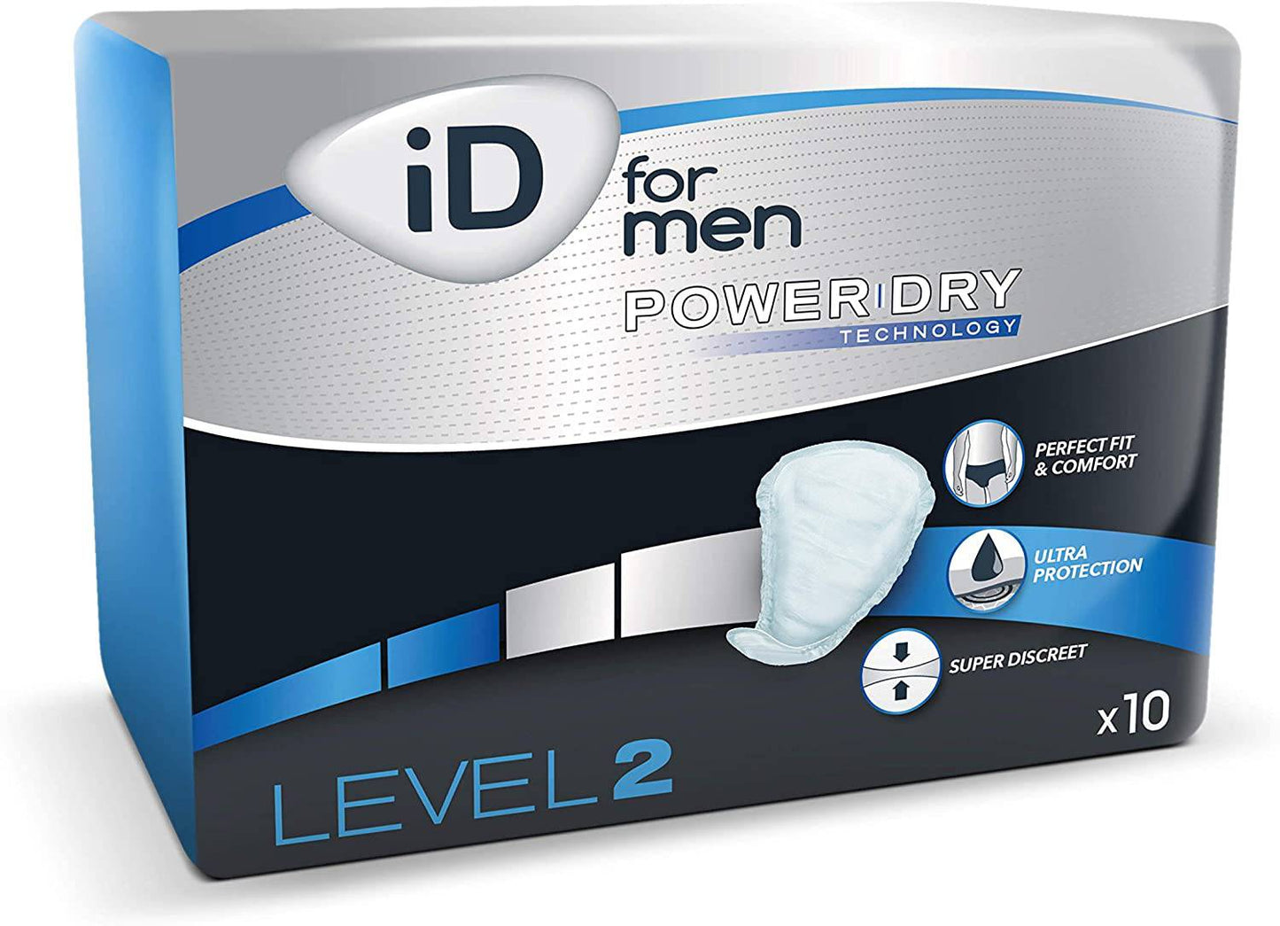 iD for Men Level 2 Incontinence Pads (1 Pack of 10) - nappyworlduk