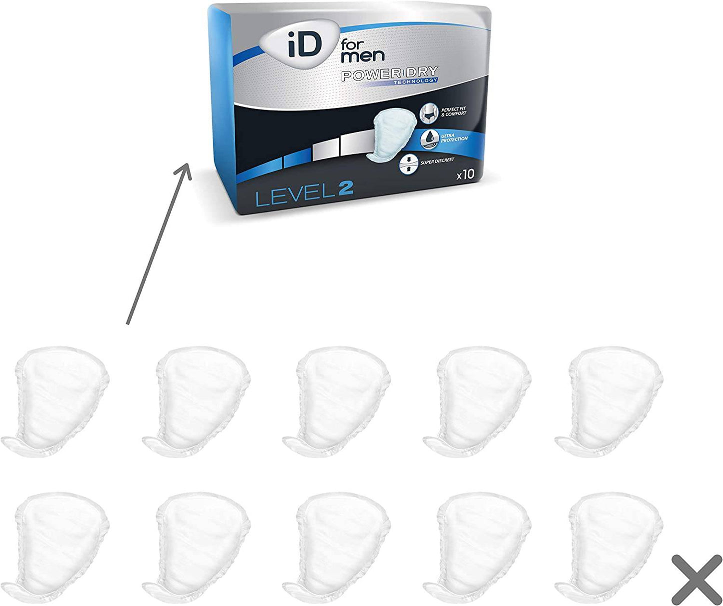 iD for Men Level 2 Incontinence Pads (1 Pack of 10) - nappyworlduk