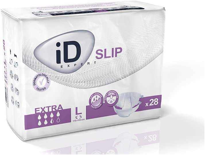 iD Expert Briefs Slip Large Extra pack of 28 with fast absorption, breathable material, odour control, and wetness indicator for moderate to heavy incontinence