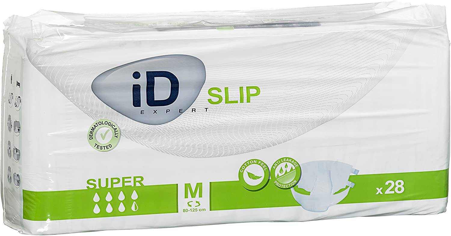 ID Expert Slip Disposable medium size incontinence pads pack with super absorption and anti-leakage protection for waist 80-125 cm