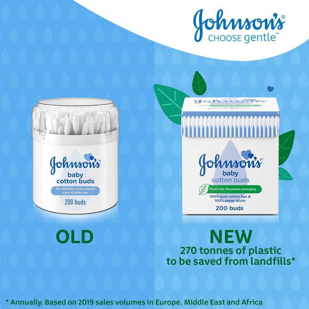 Johnson's Pure Cotton Buds, 200 Buds - nappyworlduk