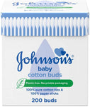 Johnson's Pure Cotton Buds, 200 Buds - nappyworlduk