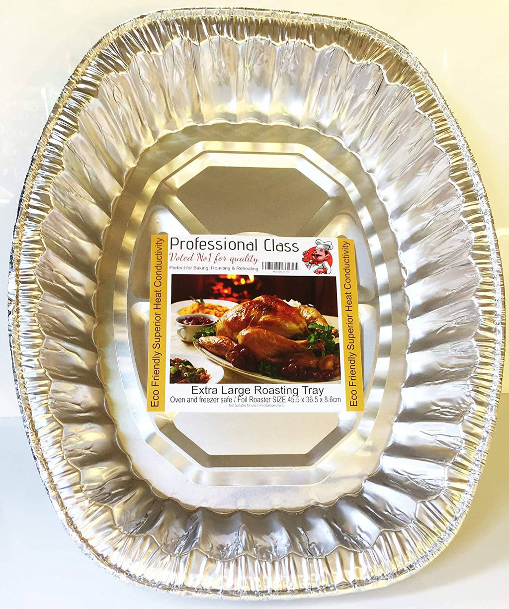 Large Disposable Foil Aluminium Roasting Baking Tray Broiling Cooking Food Storage & More - 45.5 cm x 36.5 cm x 8.6cm - nappyworlduk
